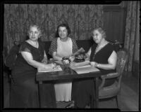 Mrs. Mortimer H. Singer, Fay Lesser, and Mrs. Harry A. Hollzer of the Helping Hands, Los Angeles, 1936