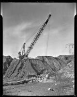 Dragline excavator on Hansen Dam construction site, San Fernando Valley, 1938