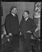 Retiring Police Chief James E. Davis and B. I. Malouf, Los Angeles, 1938