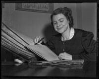 Ruth Robbins copies cases of the Municipal Court, Los Angeles, 1938