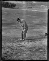 Jimmy McHale on the golf course at Griffith Park during the Los Angeles Open Tournament , Los Angeles, 1939