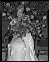 Rose Queen Barbara Dougall the day before her coronation, Pasadena, 1938