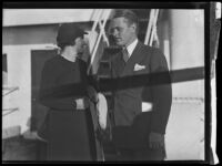 Alvin P. Adams, president of Western Air Express, and a woman, probably his wife Elizabeth Adams, between 1934-1940 (?)