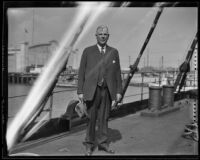 Captain Fred Anderson on the deck of the Diana Dollar, San Pedro, 1923