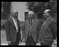 Friend Richardson, Sanford M. Anderson, and Philip Lieber at California Building-Loan League, Santa Barbara, 1934