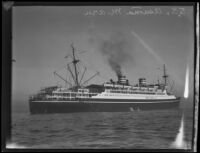 Asama Maru arriving in Los Angeles on her maiden voyage, Los Angeles vicinity, 1929