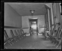 Interior of the jury room in the trial of Louise Peete, accusing of killing Jacob Denton, Los Angeles, 1921