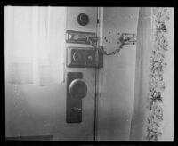 Interior door in the home of murder victim Jacob Denton, Los Angeles, 1920-1921