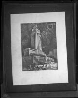 Drawing of the Los Angeles City Hall by Albert Richard Stockdale, Los Angeles, circa 1930