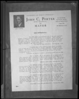 Campaign ad for John C. Porter, Los Angeles, 1929