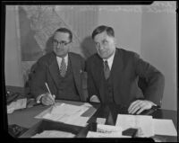 Donald Renshaw and Charles H. Cunningham of the National Recovery Adm. in Cunningham's office, Los Angeles, 1934