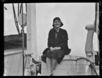 Aileen Riggin on board the S.S. Van Buren, San Pedro, 1930