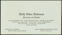 Edith Elden Robinson's business card, [about 1929]
