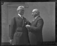 French Consul Louis Sentous presents Henry M. Robinson with Legion of Honor medal, Los Angeles, 1925