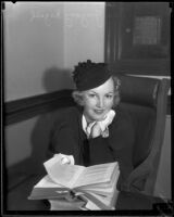 Ena Gregory, Australian actress, at the conclusion of her divorce proceedings, Los Angeles, 1935