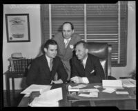 Thornwell Rogers, Jerry Giesler,  and Dist. Atty. Buron Fitts, Los Angeles, ca. 1930s