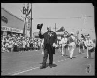 Governor James Rolph marches in La Fiesta de Los Angeles Admission Day parade, Los Angeles, 1931