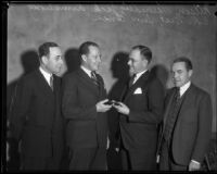 Nelson Saunders, Jack Armstrong, E. R. West, and Leroy Owen at Junior Chamber of Commerce banquet, Los Angeles, 1935