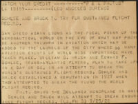 Press release titled "Schlee and Brock to try for sustained flight record," 1928