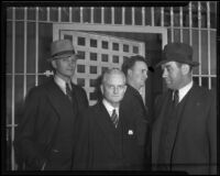 Detective Lieutenant Titus N. Erickson, Det. Lt. John S. Koehn, and J. D. Meehan with John S. Schnepp, Los Angeles, 1935