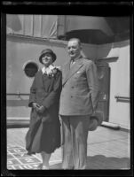 Commander Charles S. Stephenson, U.S. Navy, and his wife, Naomi A. Stephenson, on the passenger ship Monterey, San Pedro (Los Angeles), 1933