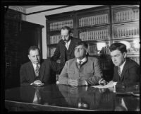 Deputy Sheriffs Bill Bright and N. Stensland, with murderer S. C. Stone & District Attorney J. W. Ryan, Los Angeles, 1925