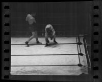 Hank Hankinson during a boxing match, 1935