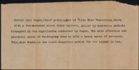Description of research of Dr. Emil Bogan on black widow spiders, 1935