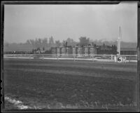 Tote board on the day of the Santa Anita Handicap horse race at Santa Anita Park, Arcadia, 1936