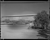 Santa Anita Park, view towards the paddock and grandstand entrance, Arcadia, 1936