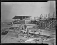 Construction workers in the grandstand area of Santa Anita Park, Arcadia, 1934