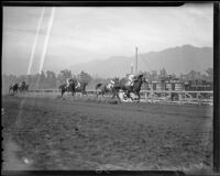 Horse race at Santa Anita Park, Arcadia, 1936