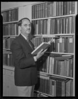 Louis Danz, at critic, in his study, Anaheim, 1935