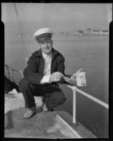 Charles M. Fuller, retired mining engineer, discusses navigation, Newport Beach, 1936