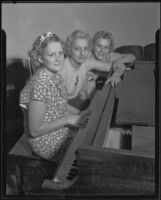 Betty McCaffrey, Frances Stamps and June Akin, popularity contest entrants, Tujunga, 1935