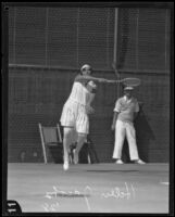 Helen Jacobs playing at the Davis Cup held at the Los Angeles Tennis Club, Los Angeles, 1928