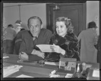 Arthur W. Stebbins and his soon-to-be wife, actress Anne Darling apply for a marriage license, Los Angeles, 1935