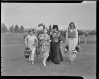 Mmes. C. E. Emmons, Gordon Campbell, E. H. Veblen and Frank Daugherty in hi-jinks attire at the Brentwood Country Club, Los Angeles, 1935
