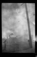 Fire along a main business street, Lancaster, 1935