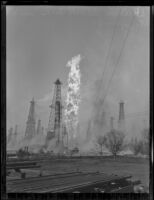 Fire in the Bell View Oil field, Santa Fe Springs, 1935