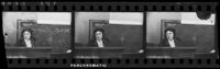 Henrietta McDonald testifies in the Dolores Costello, John Barrymore divorce case, Los Angeles, copy print, 1935