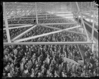 Spectators in the grandstand at Santa Anita Park the month it opened, Arcadia, 1934