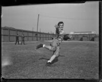 Bruins football player at Spaulding Field at U.C.L.A., Los Angeles, 1932