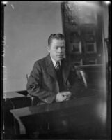 Alfred Hickman, brother of William Edward Hickman, on the witness stand during his brother's trial, Los Angeles, 1928