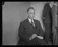 Dr. Victor Parkin, psychiatrist for the prosecution during the Hickman kidnapping and murder trial, Los Angeles, 1928