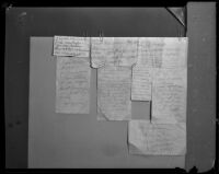 Suicide notes found on the body of A. R. Driskell, grandfather of Welby Hunt, Los Angeles, 1927-1928