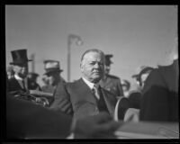 President Herbert Hoover in a convertible automobile, Los Angeles, 1932