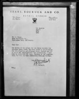 Letter from F. R. Outhank, of Sears, Roebuck and Co. regarding prizes for the Upton Sinclair for Governor Rodeo event, 1934