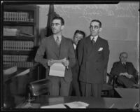 Harold Judson (attorney), Leslie B. Henry (accused) and Irving Glasser (bondsman), Los Angeles, 1932