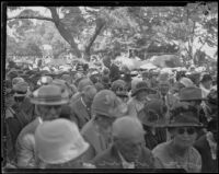 Crowd gathered at the annual midsummer Iowa Picnic in Bixby Park, Long Beach, 1926
